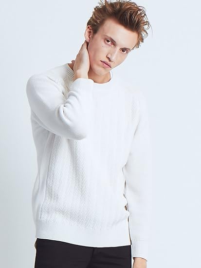 アバハウス Abahouse トップス コットンリンクスプルオーバーニット メンズ ホワイト 46 M セーター 通販 Amazon