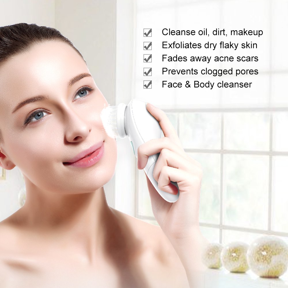 TOUCHBeauty Sonic Vibration Face Cleansing Brush Skin Cleansing Technology with 2 Working Speed, Waterproof Facial Exfoliator Massager Device TB-1487