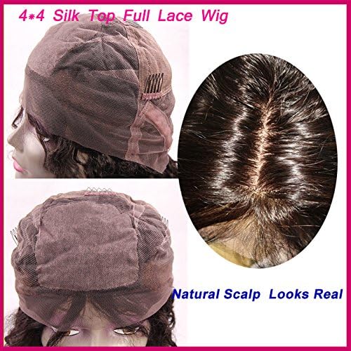 iVogue Hair 4"x4" Silk Top Full Lace Human Hair Wigs Loose Curly Virgin Peruvian Human Hair Lace Wig with Silk Base Natural Hairline Baby Hair 180 Thick Density