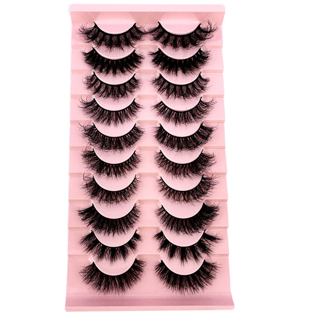 HBZGTLAD Soft Mink Eyelashes 3D Curl Winged End Eye Elongated Fake Lashes Thick Handmade Natural False Eyelash Messy Cross Lash Wholesale (G1003#)