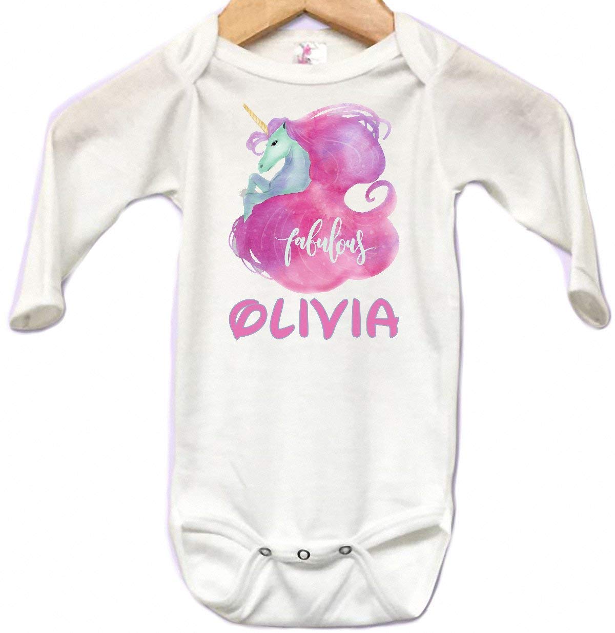 Unicorn Fabulous Pink Baby Onesie Bodysuit Long Sleeve Cute