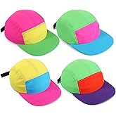 Cindeer 4 Pcs 80s Neon Hat Bulk Retro Cap Nylon Baseball Adjustable Cap for Women Men 80s 90s Halloween Costumes Accessories