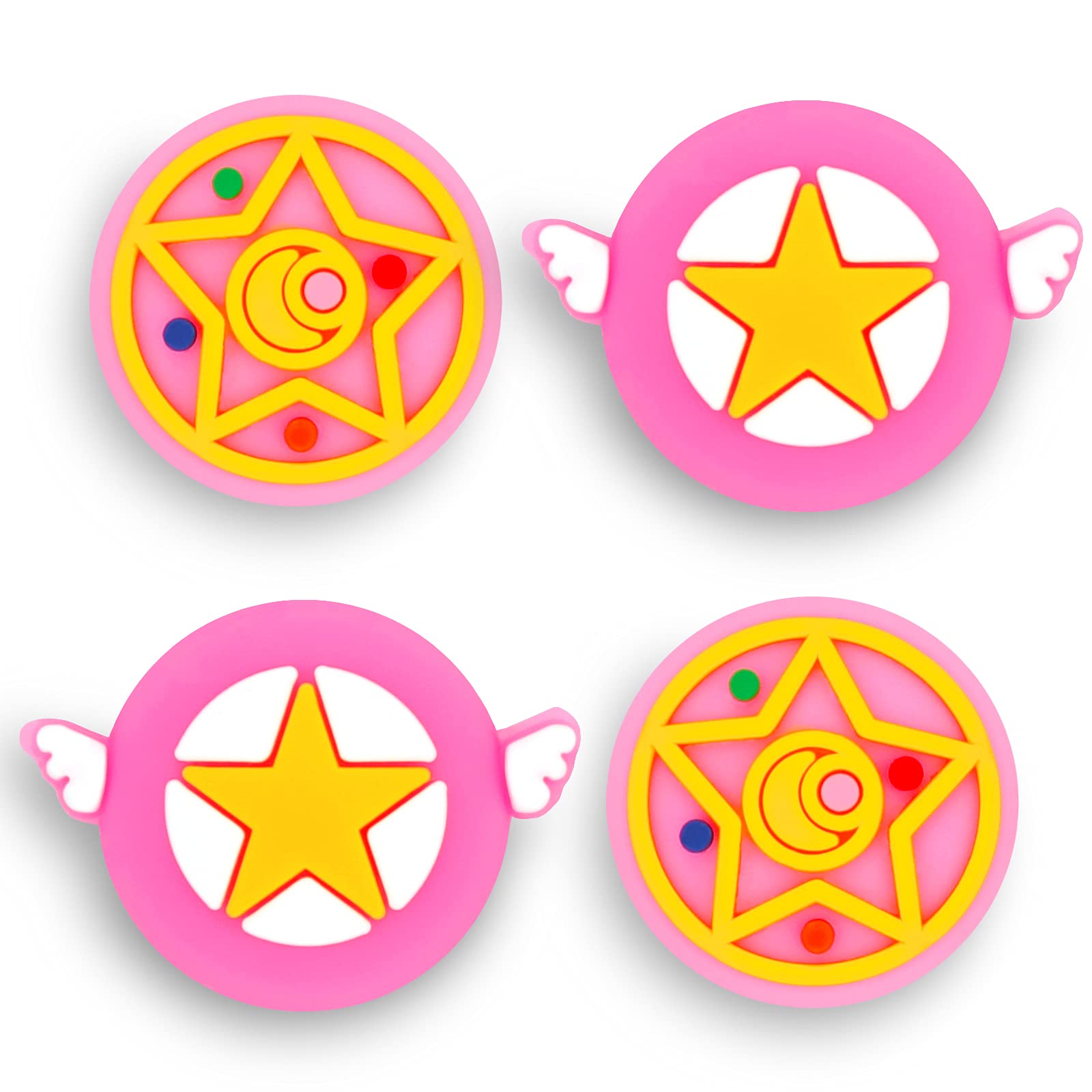 Owngen Cute Thumb Grip Caps for Nintendo Switch/Lite/OLED, Kawaii Magic Moon Joy-Stick Button Stick Cover 3D Analog Ergonomic Cap for NS Controller Joy-Cons (Magic)