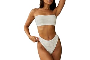 ZAFUL Women's Back Lace-up Bandeau Bikini Set