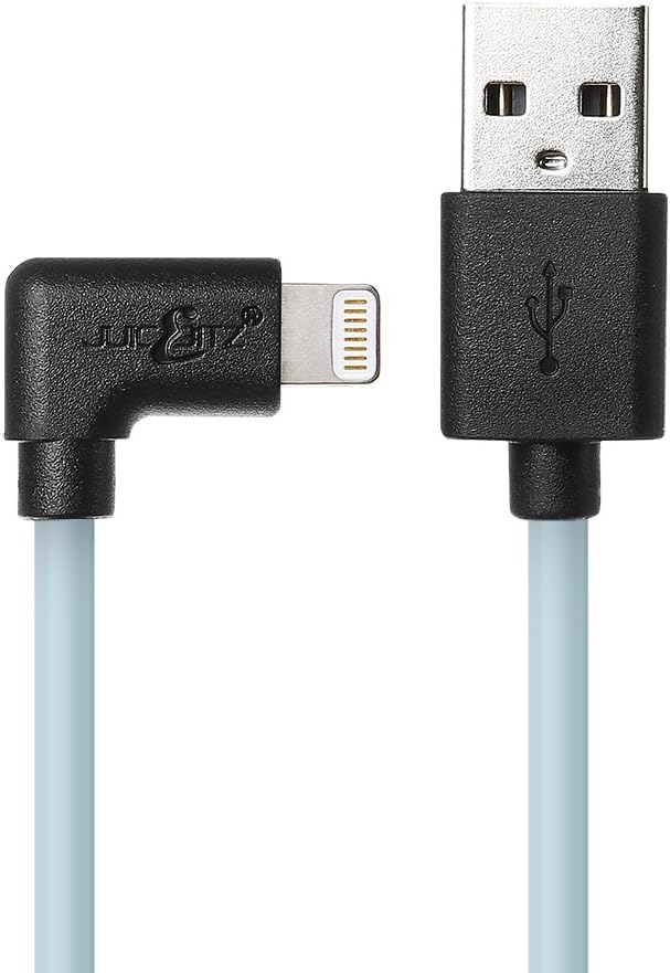 JuicEBitz® 1m 20AWG Apple MFi Certified Angled Lightning USB Data Sync Charger Cable for iPhone, iPad, iPod (1m, Limited Edition)