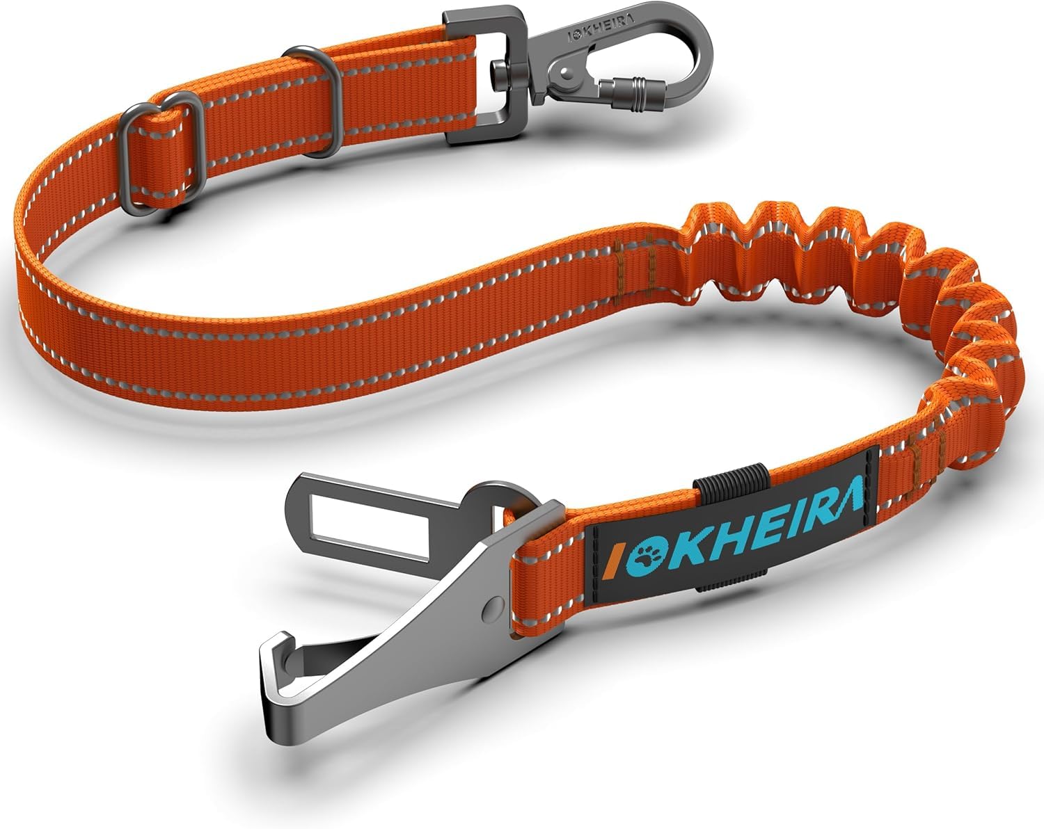 IOKHEIRA Dog Seat Belt for Car, Dog Car Harnesses Suitable for Safety Belt Buckle, ISOFIX and LATCH (Orange)