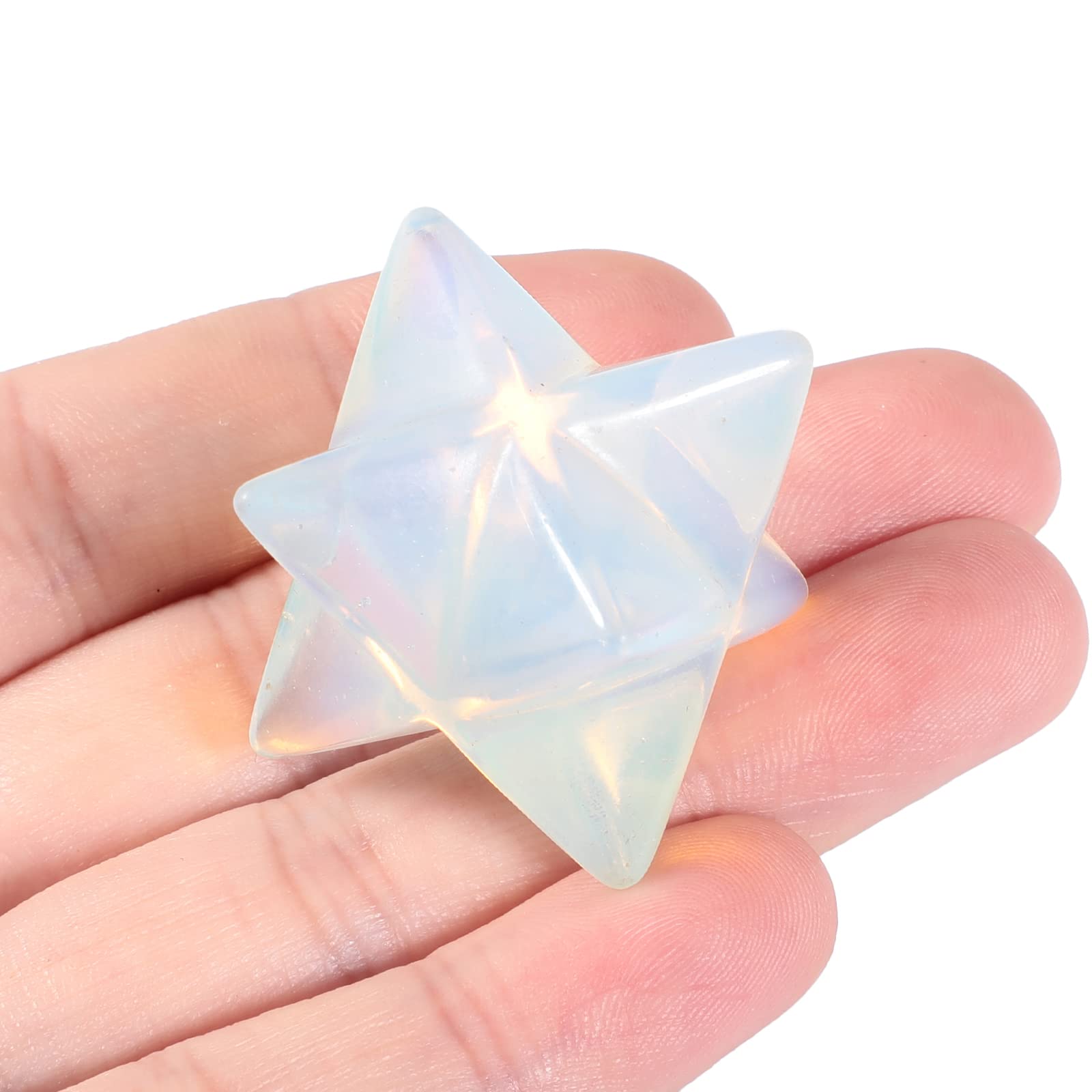Lovionus89 Synthetic Opalite Merkaba Crystal Protection Sacred Meditation Energy Generator Healing Chakra Six-pointed Star 1 Inch