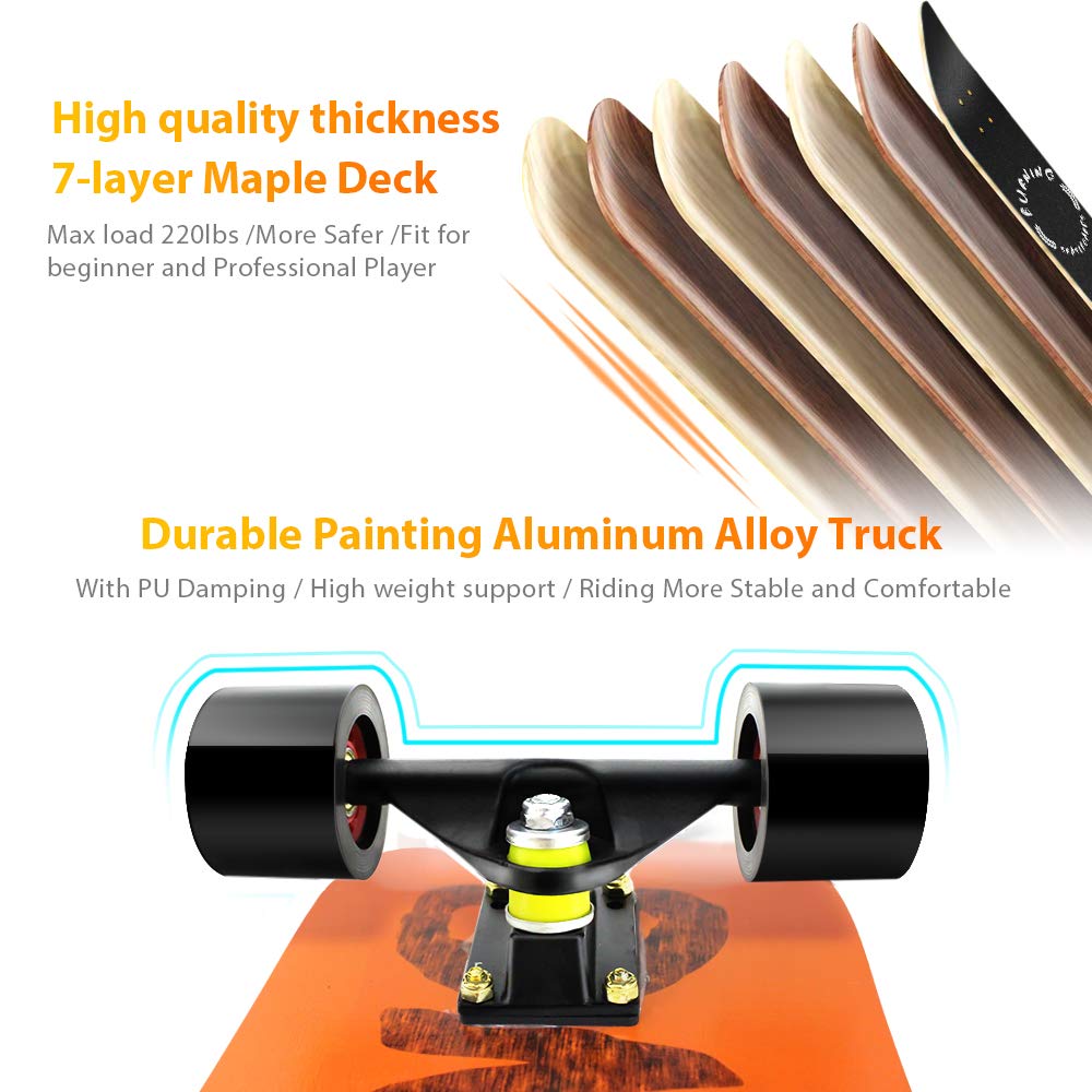 Easy_Way Complete Skateboards- Standard Skateboards for Beginners Kids Boys Girls Teenager- 31''x 8''Canadian Maple Cruiser Pro Skate Board, Skateboards