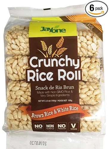 Jayone Crunchy Rice Rolls Brown White Rice 3 5 Ounce Pack Of 6 Amazon Com Grocery Gourmet Food