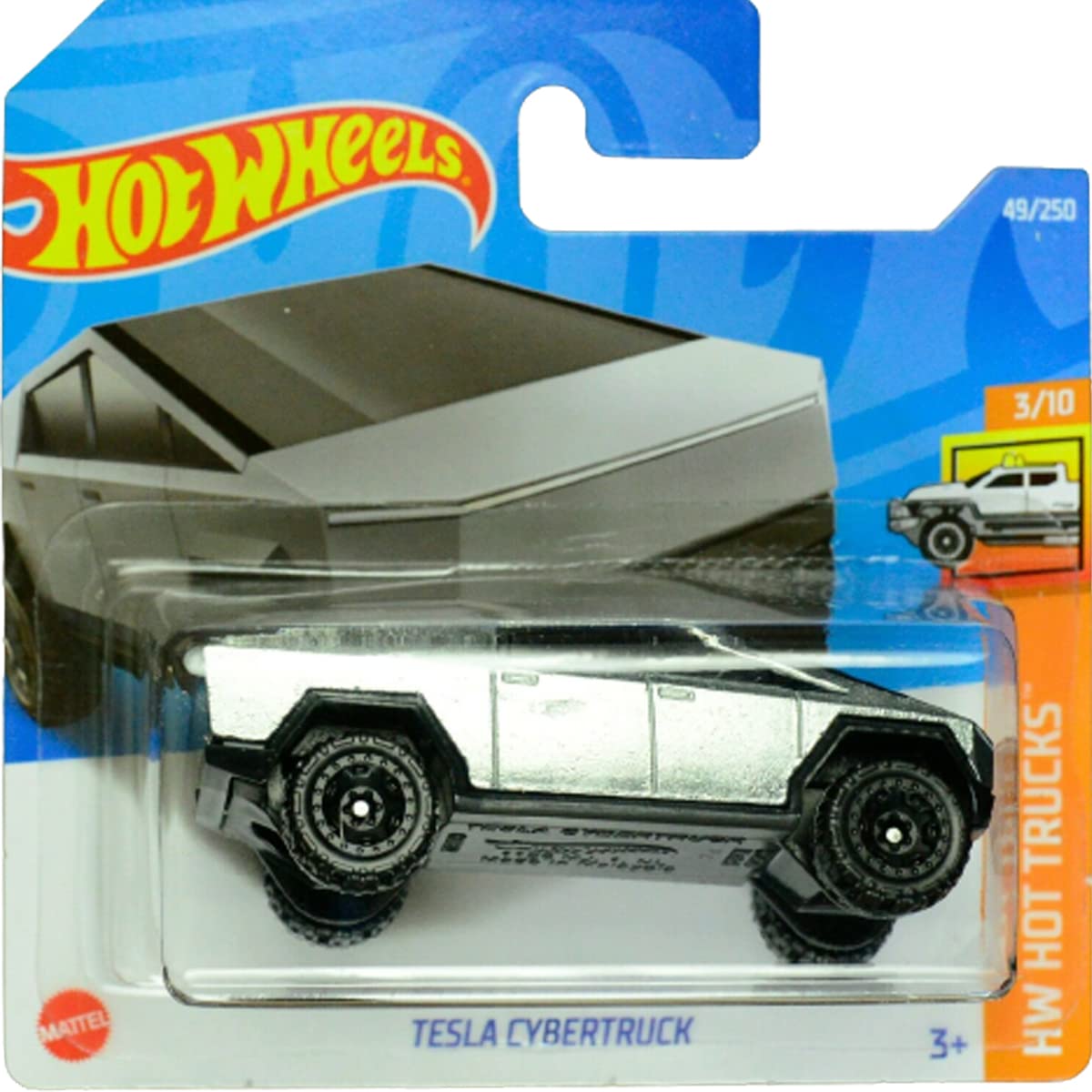 Friki Monkey Hot Wheels Tesla Cybertruck HW Hot Trucks 3/10 (49/250) 2022 Short Card + Blister & Card Protector Pack
