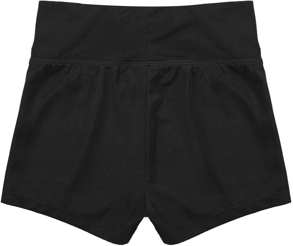 TiaoBug Girls High Waisted Stretch Athletic Workout Yoga Shorts Fold Over Boy-Cut Short Pants Bottom Dance Shorts Dancewear: Clothing