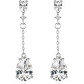 SBLING Cubic Zirconia Teardrop Earrings Wedding Earrings for Brides Bridesmaids, Bridal Dangle Earrings, Teardrop Crystal Drop earrings for Women Jewelry Gifts