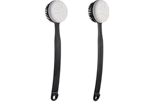 Beomeen Pumice Stone for Feet and Shower Brush with Long Handle 13.7",Hard Skin Callus Remover, 2 in 1 Foot Scrubber Brush, B
