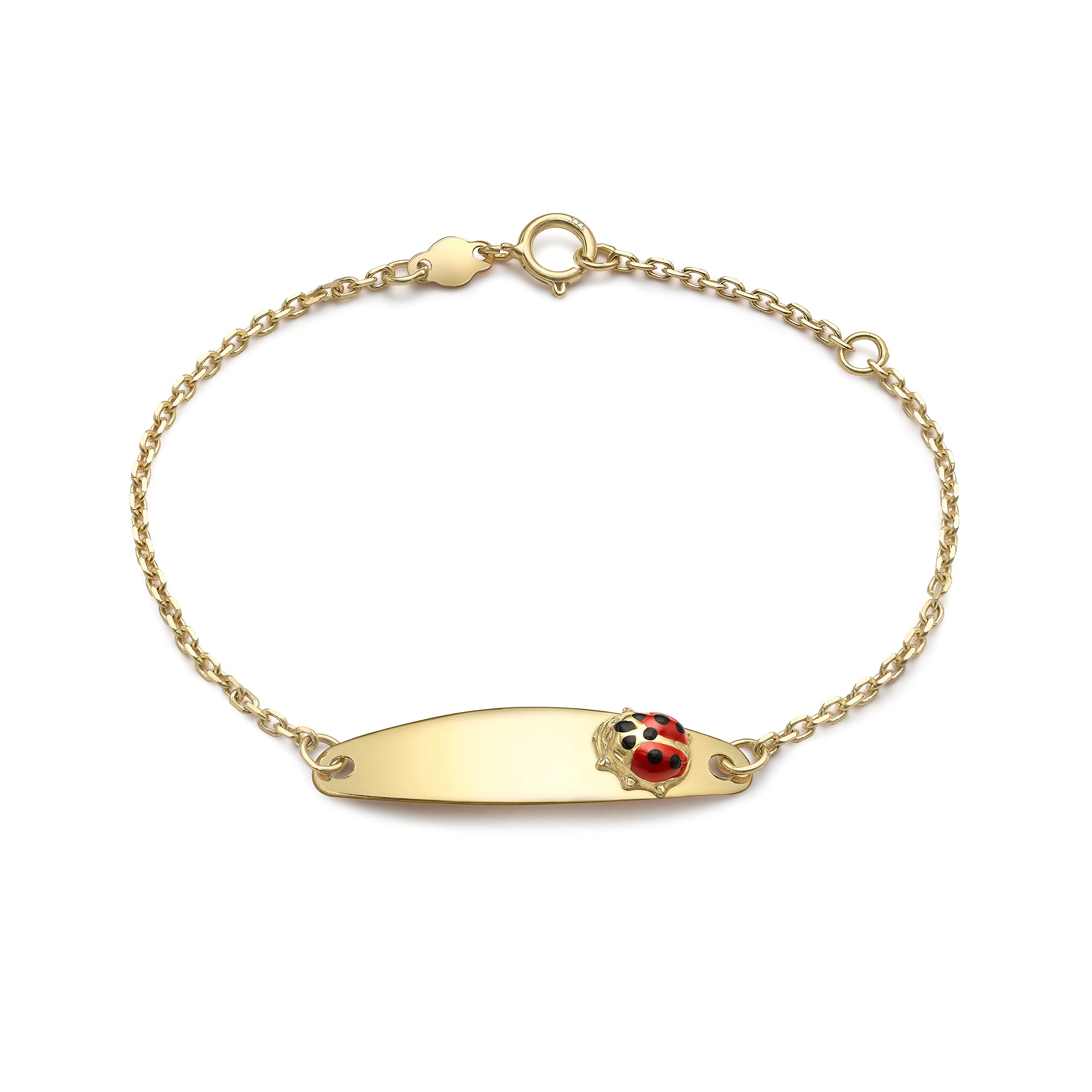 CARISSIMA Girls' 9 ct Yellow Gold ID Bracelet with Ladybird