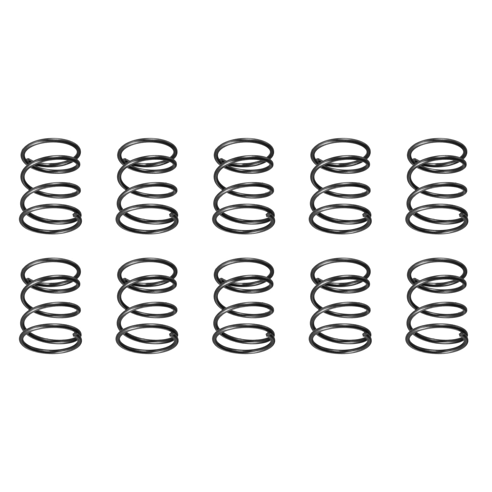 DTGN 1.2x16x20mm(DxODxL) Compression Spring - 10Pack - Good for Machinery - Spring Steel Extension Spring - Black