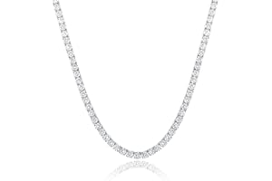 MDFUN Tennis Necklace 18K White Gold Plated | 4.0mm Round Cubic Zirconia Cut Faux Diamond Tennis Chain for Women and Men