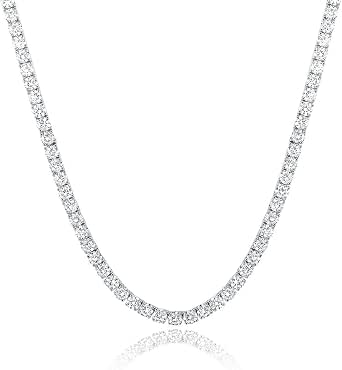 Tennis Necklace 18K White Gold Plated 