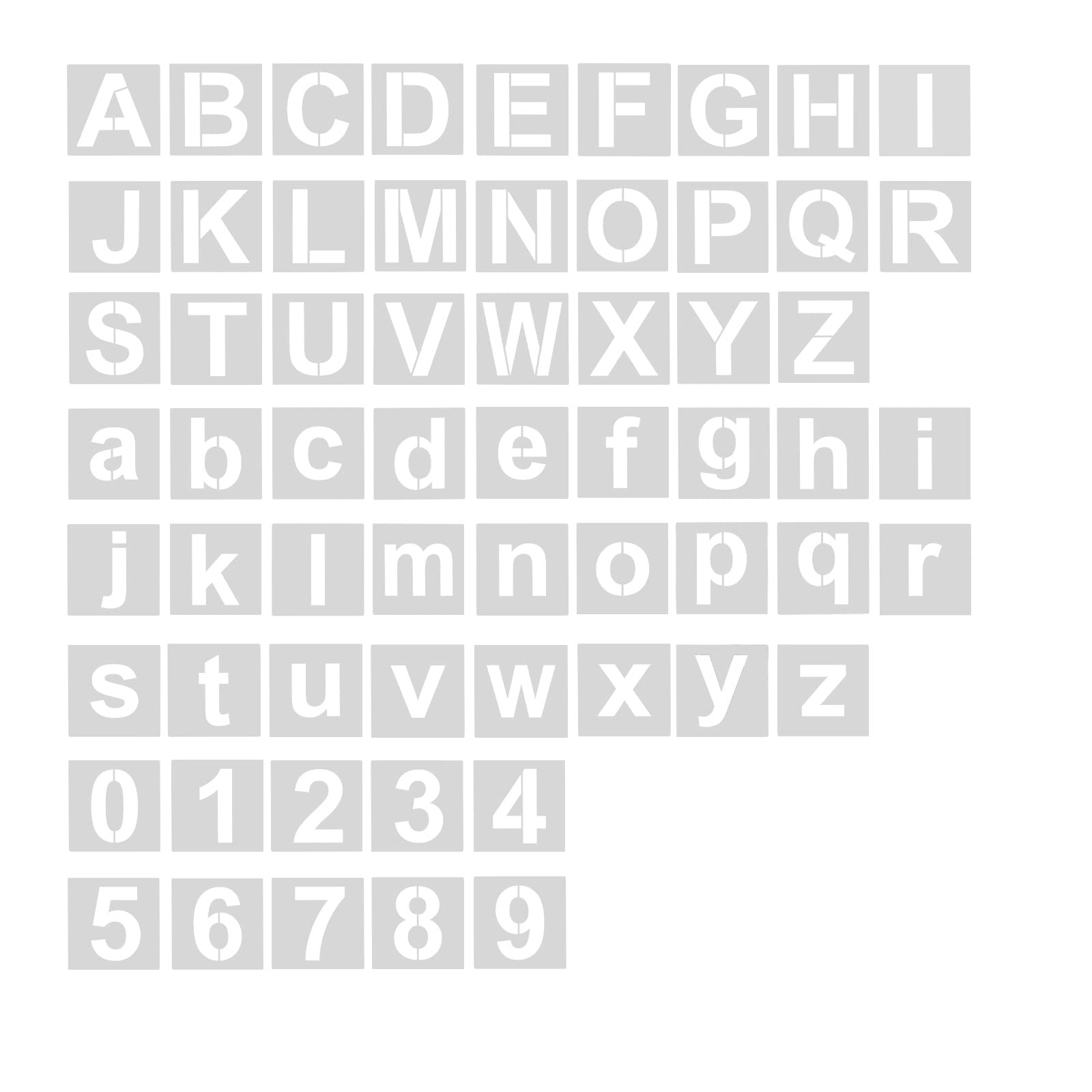 AIEX 62pcs Letter Number Stencils, 2 Inch Washable Reusable Plastic Letter Number Template Letters Craft Stencils for Art Drawing, Craft DIY Writing