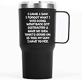 Birthday Gifts for Women Men - I Came I Saw I Forgot Tumbler 20oz with Handle Black Gag Funny Adult Grandpa Gifts for Him Cups for Elderly Senior Citizen Tumbler I Came I Saw I Forgot Coffee Mug