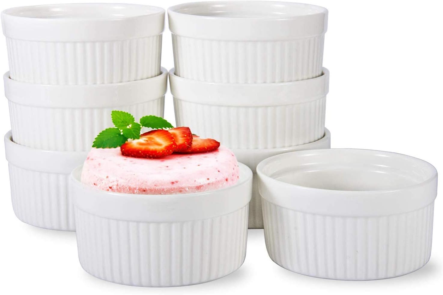 Home & Kitchen Each 200 ml Creme Brulee Ceramic Bowls Ramekin Dishes