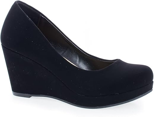 Amazon Com Extra Comfort Classic Round Toe Platform Wedge Heels