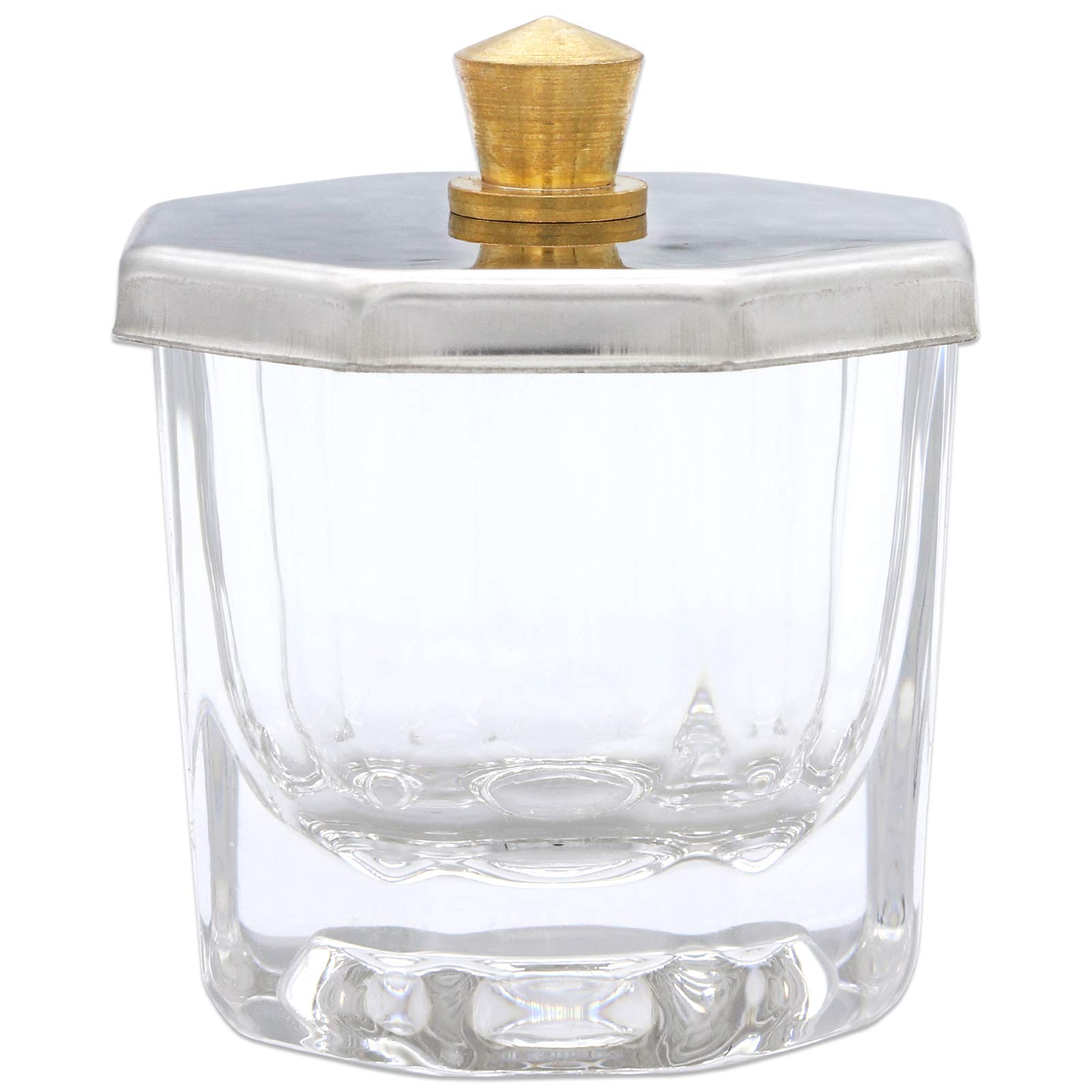 Beauticom Crystal Glass Dappen Dish for Acrylic Nail Dip Powder, Monomer, and Nail Polish Remover (Octagon Shape w/Stainless Steel Lid, 4 Pieces) - Image 5