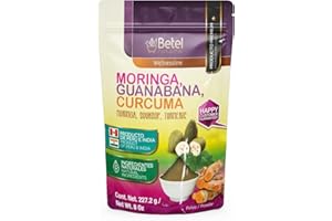 Betel Natural Moringa Guanabana and Curcuma Powder - 3 Superfoods in 1 Bag 8 Oz