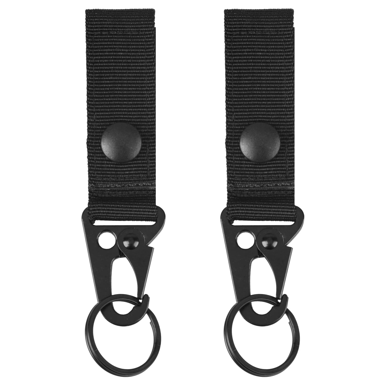 TRIWONDER Tactical Belt Key Holder Molle Belt Loop Key Clip Webbing Strap Keychain Ring Hook for Hiking Camping Backpacking (Black - 2 Pcs)