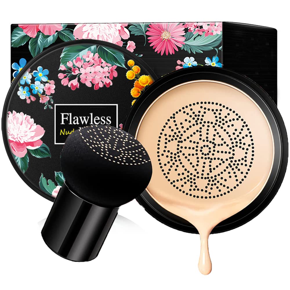 Mushroom Head Air Cushion BB Cream,Concealer Lasting Nude Makeup Moisturizing Pigment BB Liquid Foundation, Even Skin Tone Makeup Base Primer