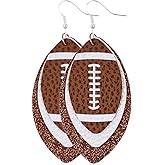 Glitter Faux Leather Football Drop Dangle Earrings for Women Gift Accessories Football Jewelry for Moms