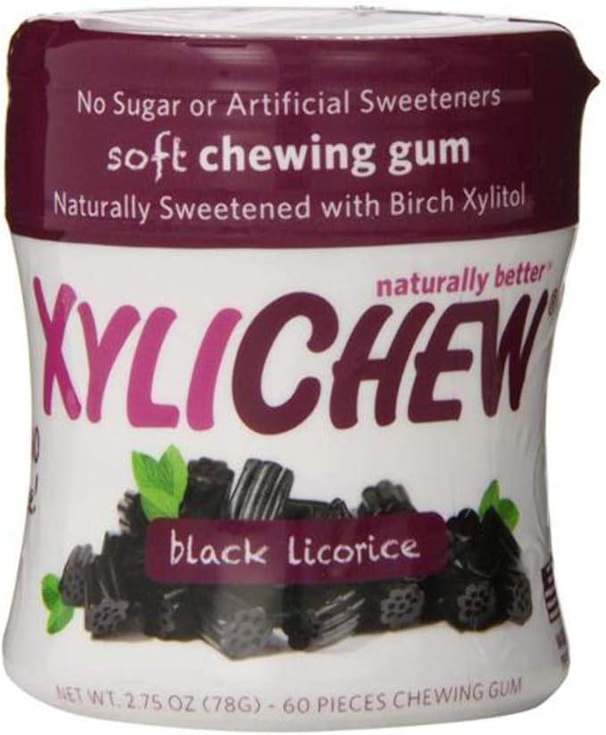 Xylichew Soft Chewing Gum Black Licorice Jar, 60 Pieces, 78g Amazon.co