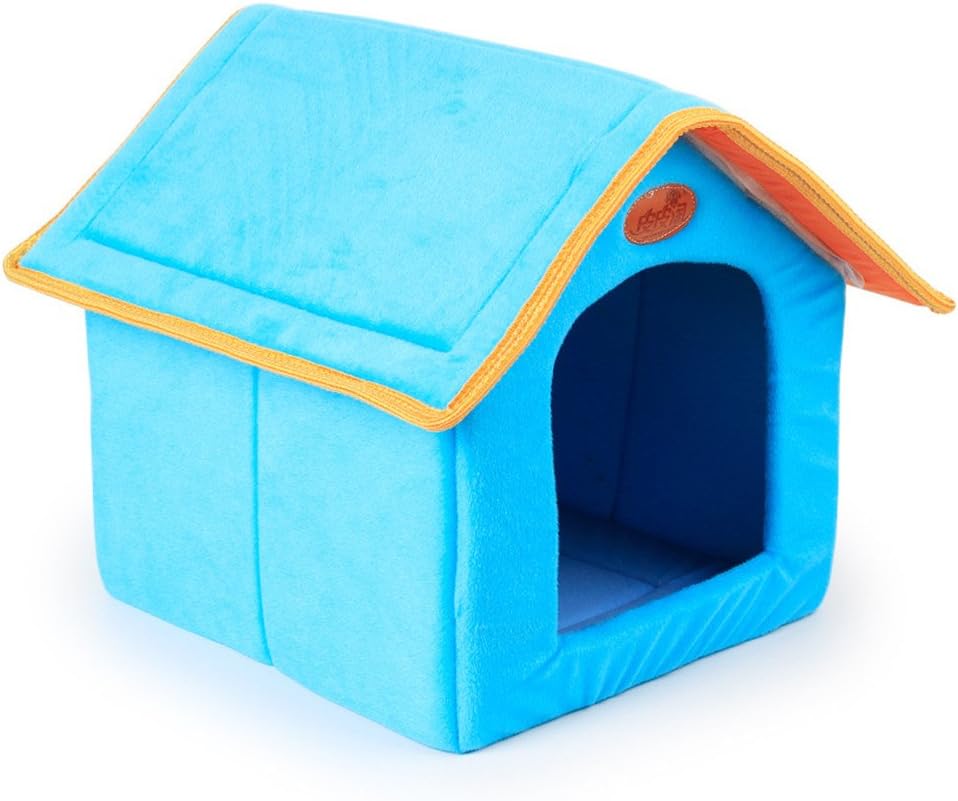 UMALL Cuddly Cave for Small Dogs Houses Indoor House Bed for Puppy Beds Foam Padding Soft Mats (Material in Filz-Optik)