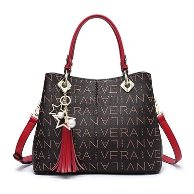 Lanvera LANVERA Classic Leather Purse Tote Bag, Top Handle Handbags for women,Shoulder Crossbody Working Satchel (Red)