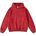 FAIABLE Womens Oversized Vintage Acid Wash Cotton Fleece Hoodie for Women