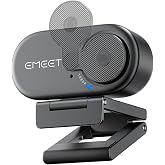 EMEET C100 1080P Webcam for PC w/Rotating Privacy Cover, Mic &amp; Metal Clip | Computer Camera for Home Office, Meetings, Learning, Streaming, External Webcam for Desktop, Laptop, PC USB-A