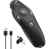 Presentation Clicker with USB Receiver, Wireless Presenter for PC &amp; Mac | USB A/C Receiver, Rechargeable Design, Plug &amp; Play Setup