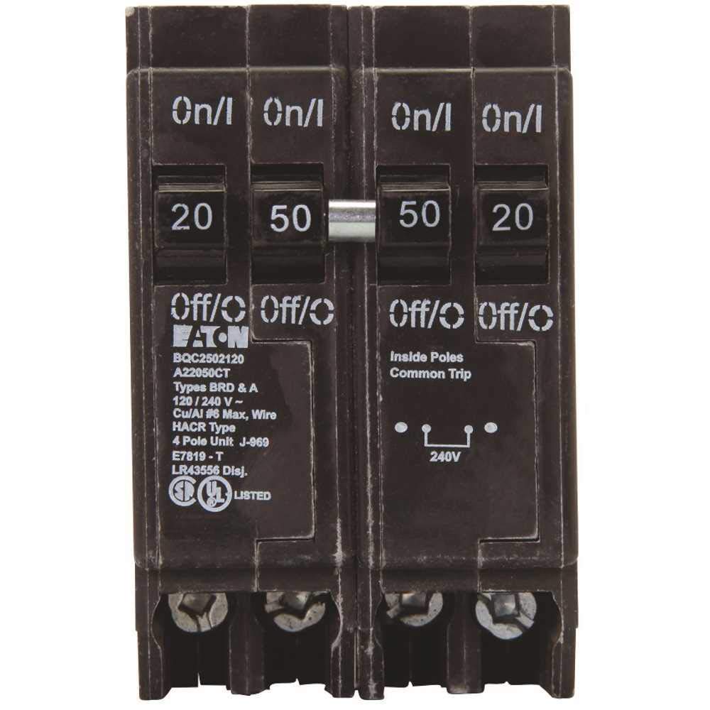 Photo 1 of EATON GIDDS-605833 605833 Quad Breaker One 2 Pole 50 Amp And Two 1 Pole 20 Amp Common Trip