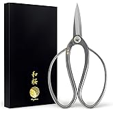 Wazakura Yasugi Stainless Steel Made in Japan Traditional Bonsai Scissors 7 in (180 mm), Pruning Shears for Bonsai Trees, Japanese Gardening Tools