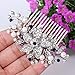 EVER FAITH Wedding Hair Comb Blue Crystal Simulated Pearl Flower Leaf Vine Bridal Hair Accessories for Bride