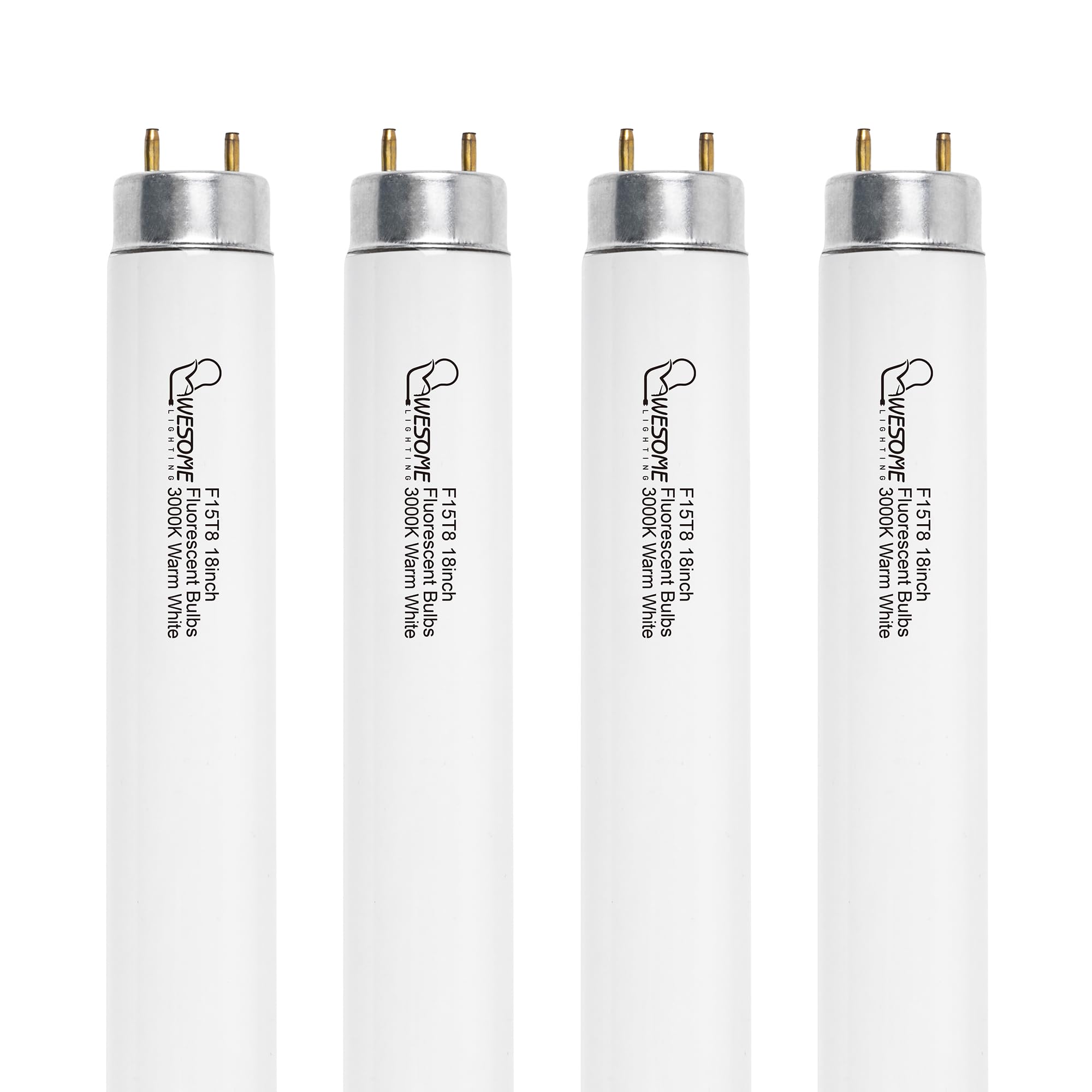 Photo 1 of 18 Inch F15T8/WW Fluorescent Light Bulbs, 3000K Warm White, T8 15 Watts Replacement Bulbs, Fluorescent Tube for Counter and Cabinet Fixture, G13 Base, 4 Pack