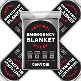 DON'T DIE Emergency Blanket &ndash; 5 Pack &ndash; Thermal Mylar Foil Space Blankets | Ultralight Waterproof Essential Survival Gear Supplies For Hiking Camping Tactical First Aid Go Bag Earthquake Disaster Kits
