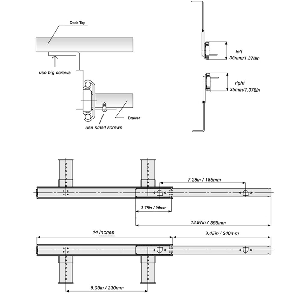 Juego. FRMSAET Teclado Deslizante Bandeja de cajón Hardware Heavy Duty