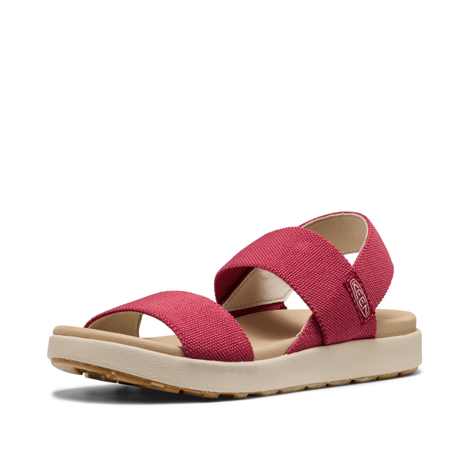 KEEN Women's Elle Backstrap Casual Platform Open Toe Wedge Sandals, Garnet/Birch, 6.5 Image