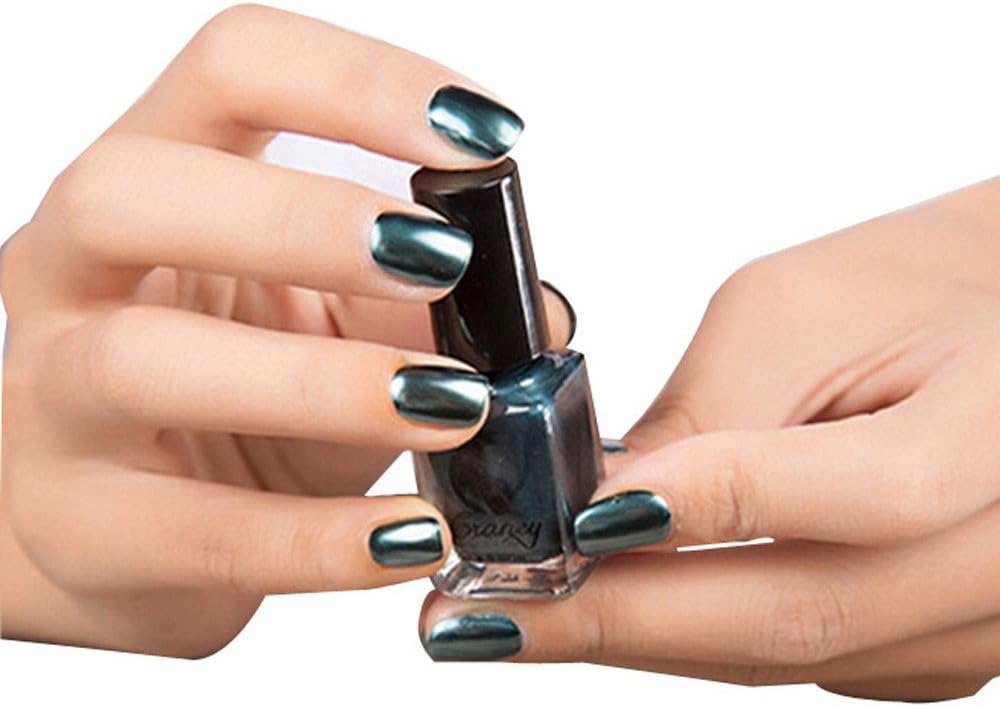 Craney Mirror Nail Polish Plating Silver Paste Metal Color Stainless Steel Mirror Silver Nail Polish for Nail Art by DMZing (Dark Blue)