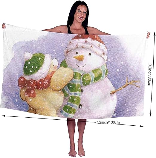 Yocmre Toalla de baño Invierno Muñeco de Nieve Impreso Microfibra