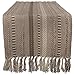 DII Farmhouse Braided Stripe Table Runner Collection, 15x108 (15x113, Fringe Included), Stone