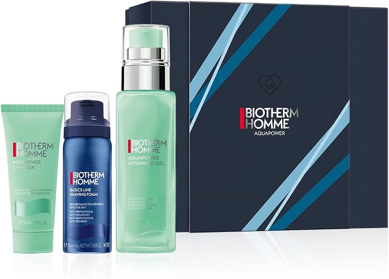 Biotherm Homme Aquapower Skincare Set Gel 75ml Cleanser 40ml Shaving Foam 50ml