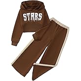 YOURUIKEY Girls' Clothing Set Crop Top Letter Hoodie Sweatpants Fall Winter Outfits Tween Girl Trendy Clothes Activewear 8-12