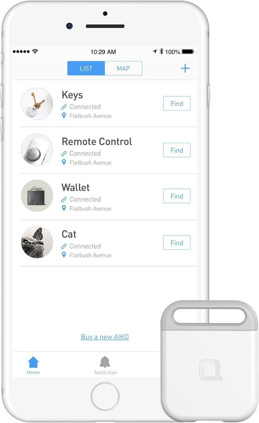 Nonda Aiko Finder, Rechargeable, Easy to Use iOS/Android App, Louder Beep, Longer Battery Life. Key Finder, Phone Finder, Wallet Finder, Anything Finder, Smart Bluetooth Tracker for Pet/Car/Luggage