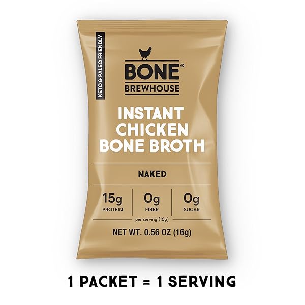 BONE BREWHOUSE – UNFLAVORED CHICKEN BONE BROTH PROTEIN POWDER – KETO & PALEO FRIENDLY – INSTANT SOUP BROTH – 15G PROTEIN – NATURAL COLLAGEN, GLUTEN-FREE & DAIRY FREE – 5 SERVINGS